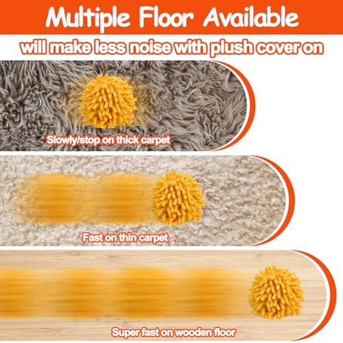 Interactive Dog Toys Ball, Self Rolling Dog Ball with Cover Anti-Chewer for Small/Medium/Large Puppy Pet Toys, Active Rolling Ball for Dogs Enrichment, Motion Activated Toys That Move its Own Orange