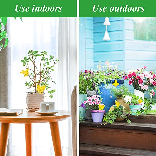 NiHome 48-Pack Yellow Sticky Fruit Fly Catcher Plant Bug Traps+25PCS Twist Ties, 6 Patterns Indoor/Outdoor Nontoxic Odorless