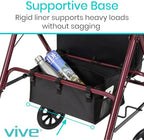 Vive Rollator Accessories Bag - Under Seat Rollator Walker Basket for Seniors - Extra Large - Underseat Pouch Tote for Rolling Walkers - with Reinforced Liner to Prevent Sagging