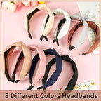 Headbands for Women, 8Pcs Knotted Headbands Fashion Women Hair Accessories Coffee Series Knotted Wide Headbands