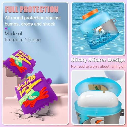 2-Pack Funny Case for Airpods 4 Cute (2024), 3D Cartoon Cute Airpods 4 Case Food Design Silicone Cover Compatible for Airpods 4 Case Airpod 4 Accessories with Keychain(Sport Water & Purple Potato)