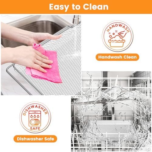 Air Fryer Basket for Breville BOV900BSS Smart Oven Air Fryer Pro,16.5"D x 11.8"W x 1.1"H Food Grade Steel Mesh Baskets Accessories Tray for Breville Air Fryer Toaster Oven, Microwave Oven