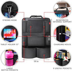 Helteko Backseat Car Organizer, Kick Mats Back Seat Protector with Touch Screen Tablet Holder, Back Seat Organizer for Kids with 9 Storage Pockets, Travel Accessories (2 Pack, Black)