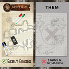 Melee Mats DND Map Starter Kit for Dungeons & Dragons Game - 24” x 36", Wet/Dry Erase Battle Terrain Grid - Ultimate Tabletop Gaming Experience with Accessories