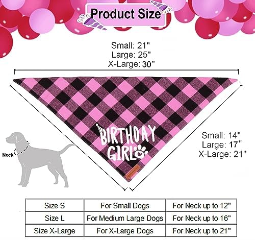 ADOGGYGO Dog Birthday Party Supplies, Multi Size Offered, Birthday Girl Dog Bandana, Dog Birthday Hat Crown with Numbers for Small Dogs Pets (Small, Pink)