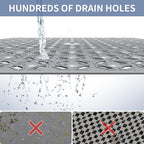 OTHWAY Square Shower Mat, 27"x 27"Extra Large Non Slip Shower Mat, Machine Washable TPE Shower Floor Mat with Suction Cups Drain Holes, Bathtub Mat for Elderly Kids Bathroom(D-Grey)