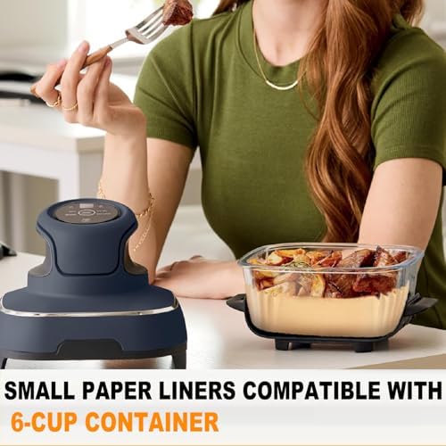 200PCs Air Fryer Paper Liners for Ninja Crispi FN101GY/FN101SG/FN101ST,Non-Stick Square Glass Air Fryer Disposable Accessories, 100pcs Large for 4-QT & 100pcs Small for 6-Cups Container