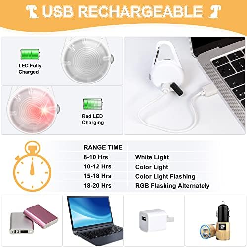 Dog Collar Light, 4 Modes Dog Lights for Night Walking, Rechargeable Pet Collar LED for Nighttime Clip on, IP68 Waterproof Pet Walking Accessories-2 Pack(White)