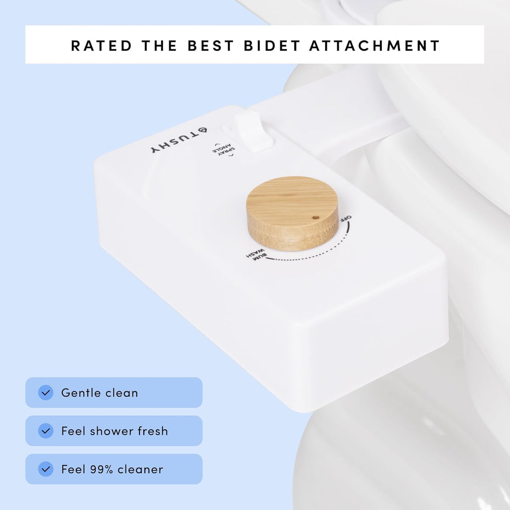 TUSHY Classic 3.0 Bidet Toilet Seat Attachment - a Non-Electric Self Cleaning Water Sprayer with Adjustable Water Pressure Nozzle, Angle Control & Easy Home Installation (Brushed Nickel)
