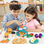 Kids Picnic Basket, Toy Food for Toddlers 1-3, Play Food Sets for Kids Kitchen Role Playset with Carry Case Fake Food Fruit Play Kitchen Accessories, Birthday for Toddler Girls Boys