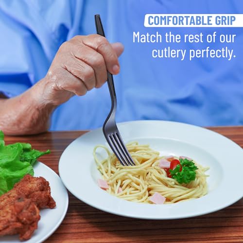 Individually Wrapped Plastic Forks 500 Pcs- Black Medium Weight - Ideal for House Party, Backyard BBQ, Picnic, Home, Use.……