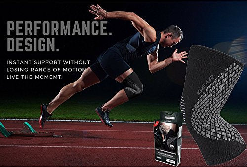 PHYSIX GEAR Knee Support Brace - Premium Recovery & Compression Sleeve for Meniscus Tear, ACL, MCL Running & Arthritis - Best Neoprene Stabilizer Wrap for Crossfit, Squats & Workouts (Single Grey M)
