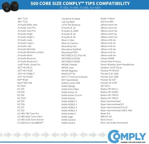 Comply 500 Core Series | Memory Foam Replacement IEM Ear Tips for KZ, Moondrop, FiiO Sennheiser & More | Superior Noise Isolation, Ultimate Comfort, Secure Fit | TechDefender, Black, Large (3 Pairs)