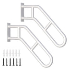 2 Pack Handrails for Outdoor Steps, Upgraded 27" Bent White Stair Handrails for Indoor or Outdoor, Wall Mounted Hand Stair Railings with Anti-Skid Crossbar, Safety for Elderly, Kids, Disabled