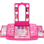 Barbie Beauty Vanity Set with Light-Up Mirror, Includes Lip Gloss, Eye Shadow, Brushes, Nail Polish, Accessories, and More! Ages 3+ Perfect for Parties, Sleepovers, and Makeovers, by Townley Girl