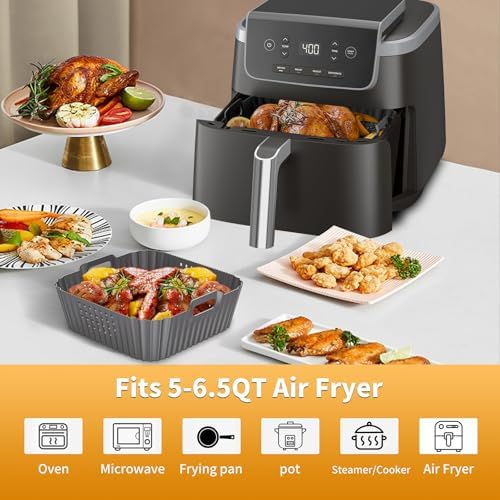 HOMELYLIFE Silicone Liners for Ninja AF141 5QT & AF181 6.5QT, Replacement Baking Square Liners for 5-6.5QT Air Fryers, 2 Pcs