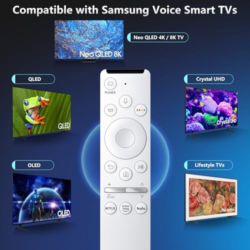 Voice Remote for Samsung-Smart-TV-Remote-Control-Replacement, Universal for Samsung Frame Crystal QLED OLED UHD 4K 8K Voice Smart TV