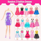 110 Pcs Doll Clothes and Accessories - Doll Dress up Toys for Girls with Wedding Dresses, Casual Dresses, Casual Jumpsuit, Swimsuits Bikini, Glasses, Shoes, Hangers, Doll Clothes Toys for Girl Gift