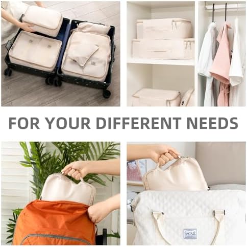 BAGAIL 8 Set Packing Cubes Luggage Packing Organizers for Travel Accessories-Cream