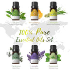 ASAKUKI Essential Oil Diffuser with Essential Oils Set, 500ml Aromatherapy Diffuser - 14 LED Colors & Auto Shut-Off, Top 6 Essential Oils - Lavender Eucalyptus Tea Tree Orange Peppermint Lemongrass