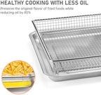 2Pack Air Fryer Accessories Basket and Tray for Cuisinart TOA-60 TOA-65 TOA-70, 12.3"x11" Nonstick Stainless Steel Baking Sheet 360°Heating Grilling Oven Air Fryer Basket for Family BBQ Party Cooking