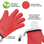 KITCHEN PERFECTION Silicone Smoker Oven Gloves -Extreme Heat Resistant BBQ Gloves -Handle Hot Food Right on Your Grill Fryer&Pit|Waterproof Grilling Cooking Baking Mitts|Superior Value Set +3 Bonuses