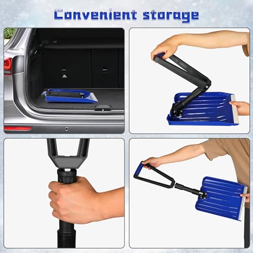 ORIENTOOLS Collapsible Snow Shovel with D-Grip Handle and Durable Aluminum Edge Blade, Portable Snow Shovel for Your Car, Truck, Recreational Vehicle, etc. (Blade 11")