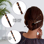 8 Pieces Acetate Hair Sticks Leopard Print Hair Pins, Tortoise Shell Hairpin Vintage Hair Chopsticks Retro Hairpins Disk, Hair Accessories for Women Girls