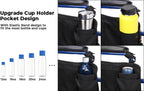 JOYTUTUS Walker Side Bag, Wheelchair Armrest Storage Pouch with Cup Holder, Wheelchair Accessories for Seniors, Walker Bag Cup Holder for Walker, Rollator, Electric Scooter or Wheelchair Black