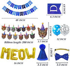 STMK Cat Birthday Party Supplies - Hat, Bandana, Bow Tie, Collar, Banner, Garland, Meow Letter Balloons, Kitten Outfits