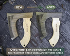The Bearded Axe Beard Comb | Original | Green Sandalwood/Boxwood | Artisan Crafted & Handmade