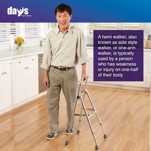 Days Hemi Walker, Mobility Aid for Elderly, Handicapped, Disabled users, One Arm or Hand Walker, Folding Walker, Aluminum Support Walker, Height Adjustable, Weight Capacity of Up to 300 Pounds