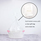 Yimi's Dream Baskets for Gifts Empty, Small Storage Baskets for Shelf, Decorative White Woven Baskets with Pink Handle for Mom, Nursery, Baby Shower, Christmas(Oval, 12"x 8"x 5")