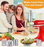 Stainless Steel Slicer Shredder Attachment for KitchenAid Mixers, Large Salad Maker,Cheese Grater Accessories with 4 Thick Blades,Dishwasher Safe