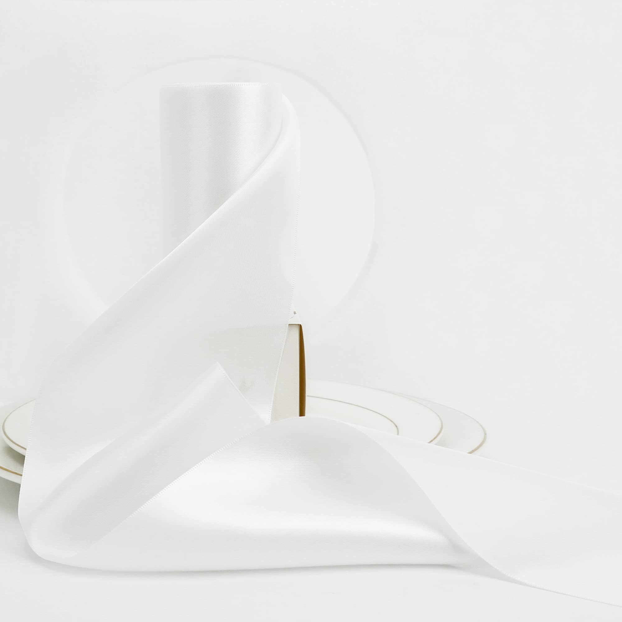 HUIHUANG White Satin Ribbon 4 inch Wide Double Faced Polyester Large Ribbon for Chair Sash Wedding Party Supplies Cake Decor Bows Making Flower Bouquet Sewing Crafts Gift Wrapping -10 Yards/Roll