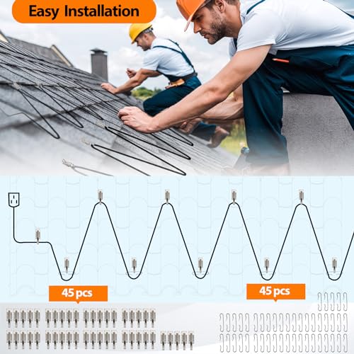 Eastrexon 150FT Roof Snow De-Icing Kit, Heat Tape for Roof and Gutters, Self-Regulating Heat Cable with LED Plug, 8W/FT 120V Roof Heat Tape for Ice Dam & Pipe Freeze Prevention