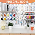 HUHOLE Pegboard Hooks 6 Inch 50PC, Black Peg Board Hooks, Fit 1/4" or 1/8" Pegboard, Ideal Peg Board Organizer Accessories for Garage Tool Organization, Wall Storage (Black, 6 Inch)