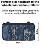 ISSYZONE Wheelchair Side Bag, Walker Pouch Bag with Cup Holder, Wheelchair Armrest Accessories for Walker, Rollator, Electric Scooter Wheelchairs, Ideal Gift for Mother's Day & Father's Day (Blue)