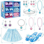 Princess Dress Up Toys & Jewelry Boutique, Costumes Set incl Color Skirts, Shoes, Crowns, Accessories, Girls Role Play Gift for 3 4 5 6 Year old Girl Toddler B-day Party Favors