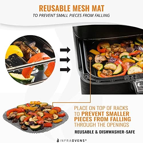 Air Fryer Rack Accessories Compatible with Chefman, Cosori, Gourmia, Instant Pot, Gowise, Paula Deen, Kalorik, Power XL, Ultrean, Nuwave® + More | 8.7 inch Air Fryer Accessory Set with Rack & Mats