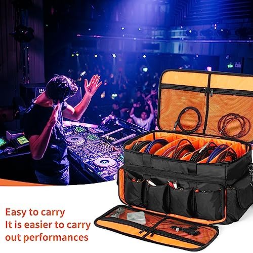 Gig Band Cable File Bag With Adjustable Dividers Dj Cable Gig Bag for Cables, Cords,DJ Gear,Musicians Accessories 20"×12"×12"