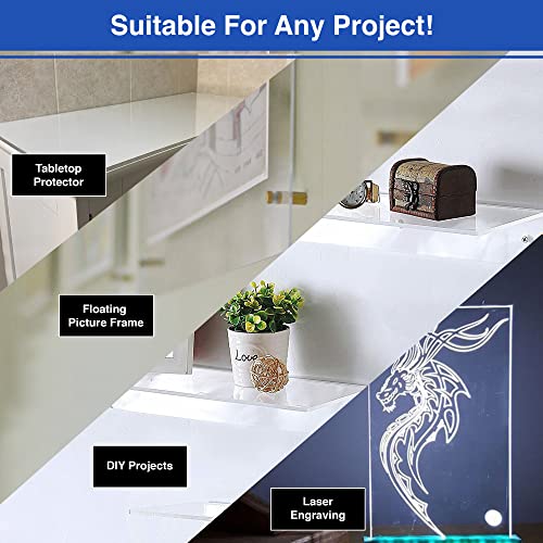 Duco Clear Cast Acrylic Sheet 1/8 Inch Thick 24" X 48" - Pack of 1 Cut to Size, Thin, Clear Acrylic Sheet - Transparent Plexiglass Panel for DIY Crafts, Window Replacements, Signs, Displays, & More