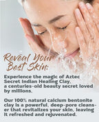 Aztec Secret Essential Indian Clay Mask Kit by Etana – 100% Natural Calcium Bentonite for Deep Pore Cleansing - Facial, Hair & Body Detox Set With Accessories