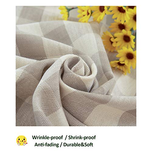 Midsummer Breeze Farmhouse Checkered Tablecloth-Rustic Buffalo Plaid Tablecloth for Fall Winter Thanksgiving Christmas Kitchen Dining Restaurant Decor (Rectangle/Oblong, 55x70, Gray Khaki)