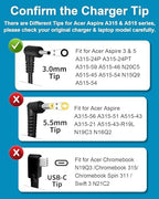 Replacement for Acer Laptop Charger Aspire 3 Aspire 5 Series A315 A515 A315-24P A315-24PT A315-59 A515-46 A515-45 A515-54 N20C5 N15Q9 A315-24P-R7VH AG15-31P-3947