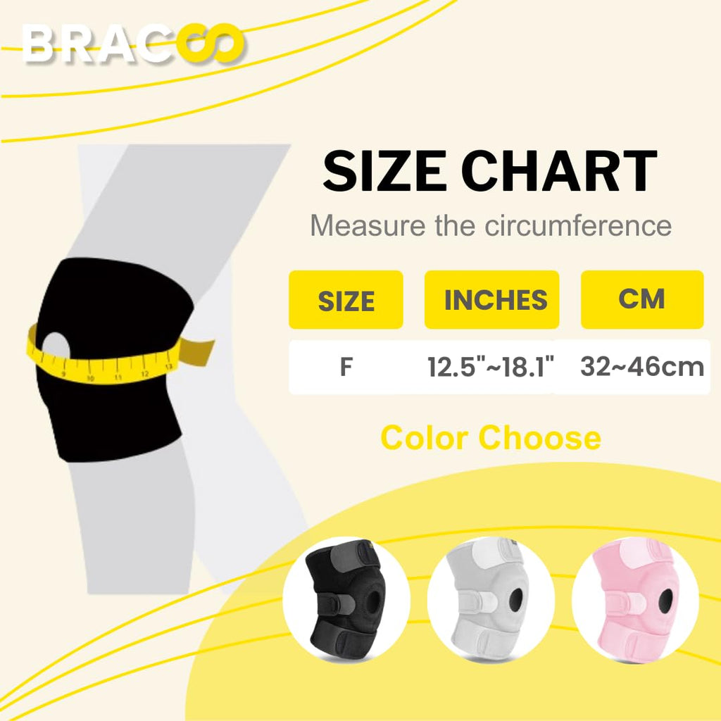 Bracoo Adjustable Compression Knee Patellar Pad Tendon Support Sleeve Brace for Men Women - Arthritis Pain, Injury Recovery, Running, Workout, KS10 (Black)