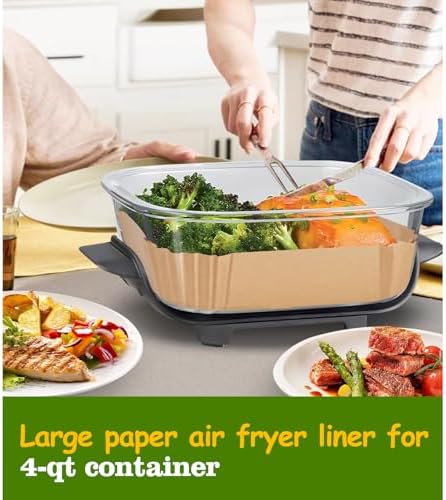 Air Fryer Liners for Ninja Crispi, Disposable 125 + 125 Pcs Ninja Crispi Accessories for Ninja Crispi 4-in-1 Portable Glass Air Fryer Cooking System, Non-Stick Ninja Crispi Liners Disposable