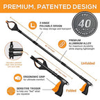 EZPIK 40" long extended grabber reacher tool for elderly - trash hand grabber pickup sticks for seniors - telescoping extension grabber claw pickup tool - hand extension magnetic folding grabber 2pack