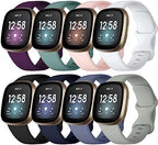 Lerobo Compatible with Fitbit Sense Bands/Compatible with Fitbit Versa 3 Band/Compatible with Fitbit Versa 4 Sense 2 Bands for Women,8 Pack Soft Sport Wristbands Replacement Strap,Small