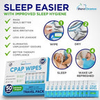 Sleep Mask Wipes - 50 Count Travel Wipes - DuraCleanse Extra Large, Extra Moist Cleaning Wipes for Full Face, Nasal Masks - Unscented Cleaner for Sleep Machine, Supplies and Accessories